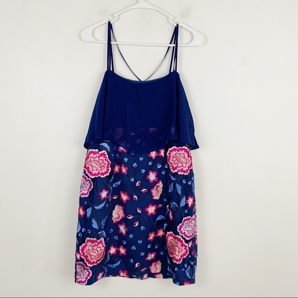 AIDAN BY AIDAN MATTOX blue embroidered mini dress